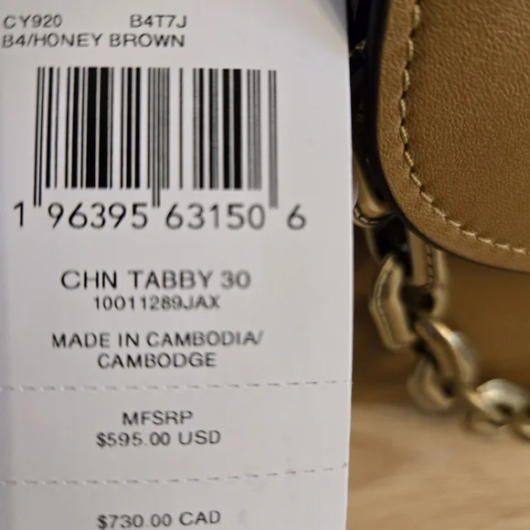 Coach Chain Tabby 30 In Honey Brown. - Picture 8 of 8